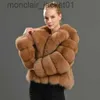 女性の毛皮のフェイクファーhjqjljls 2021冬ミンクファジーコート女性贅沢なフォックスファーコート厚い暖かい葉の長袖白い黒いふわふわファージャケットJ230921