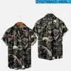 Men's Casual Shirts Fashion Y2K T-Shirts Hawaiian Shirt Devil Viking Texture 3D Print Cozy Short Sleeve Beach Tops Clothes Women Tees