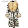 Women's Fur Faux Fur Women Real Rabbit Fur leopard print Coats With Fox Lapel Collar Natural Whole Skin Genuine Fur Long Jackets Overcoat Winter J230921