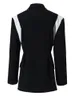 Trajes de mujer Blazers EAM Mujer Negro Blanco Color-block Elegante Blazer Solapa Chaqueta de manga larga Moda Primavera Otoño 1DF076201 230920