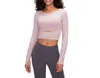 LU-851 Спортивная футболка с длинными рукавами и нагрудной подушечкой, короткая спортивная футболка для бега на открытом воздухе, тонкий женский топ для йоги