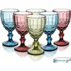 Wine Glasses Vintage Cocktail Glass Cups Golden Edge Mti Colored Glasre Party Green Blue Purple Pink Goblets 300Ml Drop Delivery Home Dhpqf