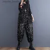 Kvinnors jumpsuits Rompers #1481 Polka Dot Printed Black Denim Jumpsuits Kvinnor Lossa ärmlösa jeans Jumpsuits Female Front Pockets Denim Rompers Spring L230921