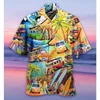 Chemises décontractées pour hommes Chemise d'été Hawaiian Graphic Prints Musique Guitare Collier Cubain Jaune Rouge Marron Vert Blanc Sh