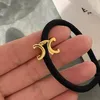 Diseño simple Estilo francés Bandas de goma para el cabello Cuerda elástica para el cabello de lujo negro Diseño vintage Joyería para el cabello de metal Regalos de amor para niña de otoño Tocado de diseñador