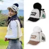 Кепки для гольфа, женская шапка, осенне-зимняя теплая чашка, наушники с шариком 230921