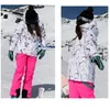Лыжные костюмы 30 Лыжный костюм Женская сноубордическая куртка и горные брюки Водонепроницаемые ветрозащитные дышащие уличные зимние теплые пальто Снежный комплект 230921