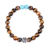 Strand 10 pièces chien de compagnie 8mm pierre noire mate oeil de tigre Chakras perles Bracelet pour femmes hommes énergie bouddha étirer bijoux