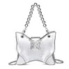 Damen Y2k Silber Geldbörse Schmetterlingsform Umhängetasche Damen neu Modische und vielseitige Perlenhandtasche Umhängetasche