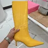 Talon aiguille Mature Couleur Unie Sans Lacet Designer Femme En Peau De Mouton Genou Bottes Mode En Cuir Véritable Bout Pointu Chaussures Sexy Banquet Populaire Femmes Chaussures D'hiver