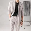 Abiti da uomo (giacca pantaloni) blazer uomo moda tinta unita business casual streetwear abito da sposa coreano sciolto selvaggio