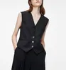 Kamizelki damskie French Black Shleeless Vest Vest For Women 2023 Autumn Single Bered Office Lady Vintage Fashion Fash