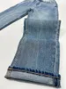 Kvinnors jeans bakficka broderi denim byxor 2023 sommar damer all-match hög midja ljusblå med dragkedja