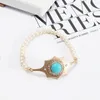 Charm Bracelets Fashion Big Marble Stone Beaded Elastic Rope Bracelet Jewelry For Women