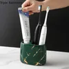 Toothbrush Holders Nordic Ceramics Toothbrush Holder Washing Tools Shelf Toothpaste Tooth Brush Holder Organizer Bathroom Toothbrush Accessories 230921