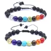 Strand 8mm 7 Chakra Stone Armband Tree of Life Black Lava Beads Essential Oil Diffuser Women Buddha Yoga Smycken