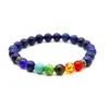 Strandkralen Leeuwenarmband voor heren Zwart Lava Natuursteen Yoga 7 Chakra Hologram Dames