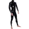 Trajes de Catsuit Látex Natural Masculino Ombros Duplos-Zip e 2-way Virilha Zip Catsuit Bodysuits de Borracha