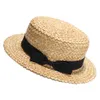 2017 New Summer Natural Straw Sun Hat For Women Men Fashion Beach Hats Ladies Flat Sunhat For Holiday Y19070503175A