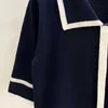 Puntos para mujer Camisetas Diseñador de punto Polo Cuello Bowknot Jersey Manga corta Piglet Bun Deep Blue Top Suéter de lana 2023 Nuevo 1NRB