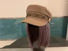 Berets 202308-yuchun gota moda chapéu retalhos cabelo falso rua senhora serviço octogonal mulheres lazer viseiras boné