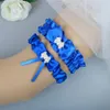 Venda de peças únicas ligas de noiva azul real para noivas ligas de casamento estilo meias de cetim com colo de noiva Party287w