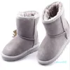 Botte de neige courte classique pour enfant, fille et garçon, bottes d'hiver en cuir de vache pour bébé