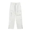 Gaojie Fashion Brand Vibe Style Solid Color Multi Pocket Dragkedja Casual Pants Straight Cut Wood Pants84hr