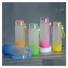 Bouteilles d'eau 17oz Sublimation Tumbler Bouteille en verre dégradé givré Couleur à l'extrémité Matte Tumblers Canettes de transfert de chaleur Jus de boisson C DHSNE