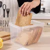 Bottiglie di stoccaggio Scatola per pane quadrata trasparente Scatola per pane tostato Organizzatore per frigorifero Dispenser per cereali Contenitore per alimenti Cucina Frutta fresca