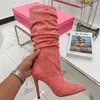 Botas de tacón de aguja de marca de lujo para mujer, punta estrecha, diamantes de cristal, botas occidentales de moda, botas Chelsea de invierno elegantes y sexis de diseñador para mujer