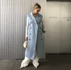 Kvinnors dikerockar 2023 Kvinnor Fashion Fall / Autumn 2 Piece Long Trench Coat Kvinnlig ytterkläder Blue Khaki T230921