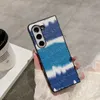 Чехол для телефона Top Vogue с цветочным принтом Tie-dye для Samsung Fold 5 4 3 2 Яркая кожаная задняя крышка с градиентом Fold5 Fold4 Противоударный дизайнерский чехол для iPhone 15 14 13 12 Pro Max Letter