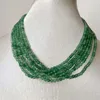 Chains 6Layers Faceted 4MM Brazil Green Aventurine Necklace Natural Stone Jewelry Noble Elegant Exquisite Bead Chain Choker Collier