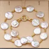 Pendentif Colliers BaroqueOnly forme spéciale naturel Style baroque pièce de monnaie collier de perles blanches pull chaîne/Bracelet/tour de cou boucle d'éclairage NE 230921