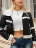 Couro feminino outono inverno feminino streetwear grosso quente camurça cordeiro plutônio casaco moda falso shearling pele de carneiro jaquetas curtas