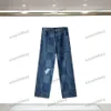 Xinxinbuy Mężczyzn Mężczyzn Projektantka Pantowa Zniszczona Jacquard List Haftowane dżinsy dżinsowe spodnie Black Blue S-2xl239m
