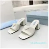 Klackade skiv tofflor chunky häl designer sandaler midklackar mules lady pool hus flip flops sommar strandreglage