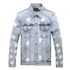 designer mens biker denim jacket man leather patches applique stretch slim fit high quality jean wear mens denim jacket