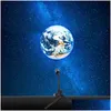 Nachtverlichting Luchtlicht Planeet Magische projector Maan Aarde Projectie Led-lamp 360ﾰ Draaibaar USB Oplaadbaar Voor kinderen Drop Delivery L Otttp