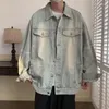 Männer Jacken Amerikanischer Stil Farbverlauf Denim Jacke Herbst High Street Kausal Lose Ruffian Hübscher Top Männer Mantel Männliche Kleidung