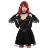 Trajes de anime Carnival Halloween Lady Dark Angel Costume Demonic Fallen Desire Feather Wing Spooktacular Playsuit Cosplay Dress Fancy Party Dress
