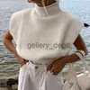 Women's Sweaters Turtleneck Sleeveless Women Vest Sweater 2023 White Shoulder pads Pullover Knitted Loose INS Autumn Winter Casual Jumper Sexy J230921