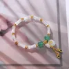Bracelets de charme Minar Style chinois 14K plaqué or en laiton couleur verte pierre naturelle Jade bambou Joint sac chanceux pour les femmes cadeau