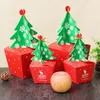 Present Wrap 5st Christmas Red Green Candy Box Tree Forms påsar Cookie Packaging för Merry Home Party Gifts Decorations