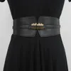 Cinturón de diseñador para mujer Hebilla dorada Estilo de moda de cuero genuino para mujer Cinturones de cintura Ancho 9,5 cm 2 colores opcionales con falda cortavientos