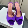 Spool Heels Slippers Designers Sandals AMINA MUADDI satin Transparent PVC Women Shoes 10.5cm High heeled big size Sandal Designer Shoe 35-42 Womens Slipper