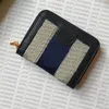 Trendy Interlocking Card Holder For Women's Small Leather Good Coated Canvas Card Purse made with Genuine Leather Trim