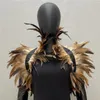 Scarves Halloween Women Cosplay Black Natural Feather Shrugs Shawl For Luxury Shoulder Wraps Sexy Punk Gothic 230921