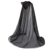 Trenchs de femmes manteaux de mariage manteau blanc / ivoire / noir tulle à capuche longue mariée châle manteau femme cape simple